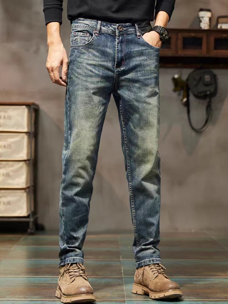 男装夏季薄款牛仔裤修身直筒百搭