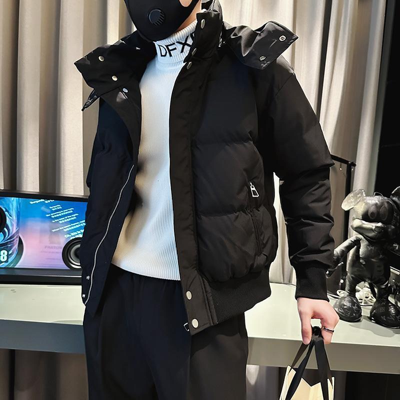 鸭鸭精神小伙连帽棉衣男修身痞帅外套2023新款冬季高级感潮牌羽绒