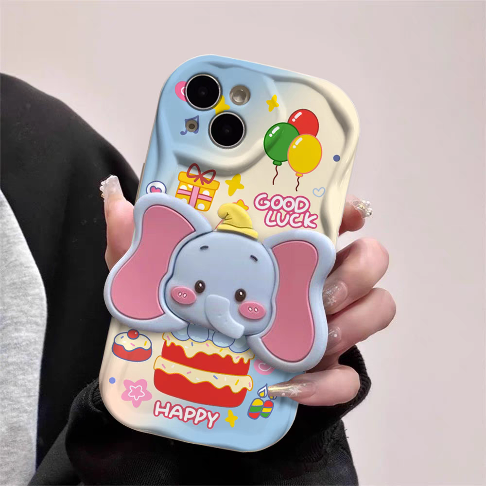 适用iPhoneoppo华为vivo小米|立体小飞象可爱全包软硅胶防摔手机