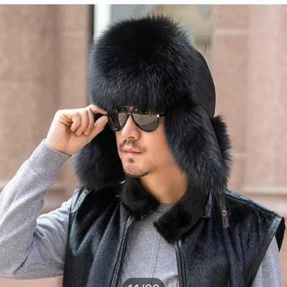 （顶配版）狐狸毛冬天户外加厚真皮护耳男士中老年霸王雷锋帽帽子