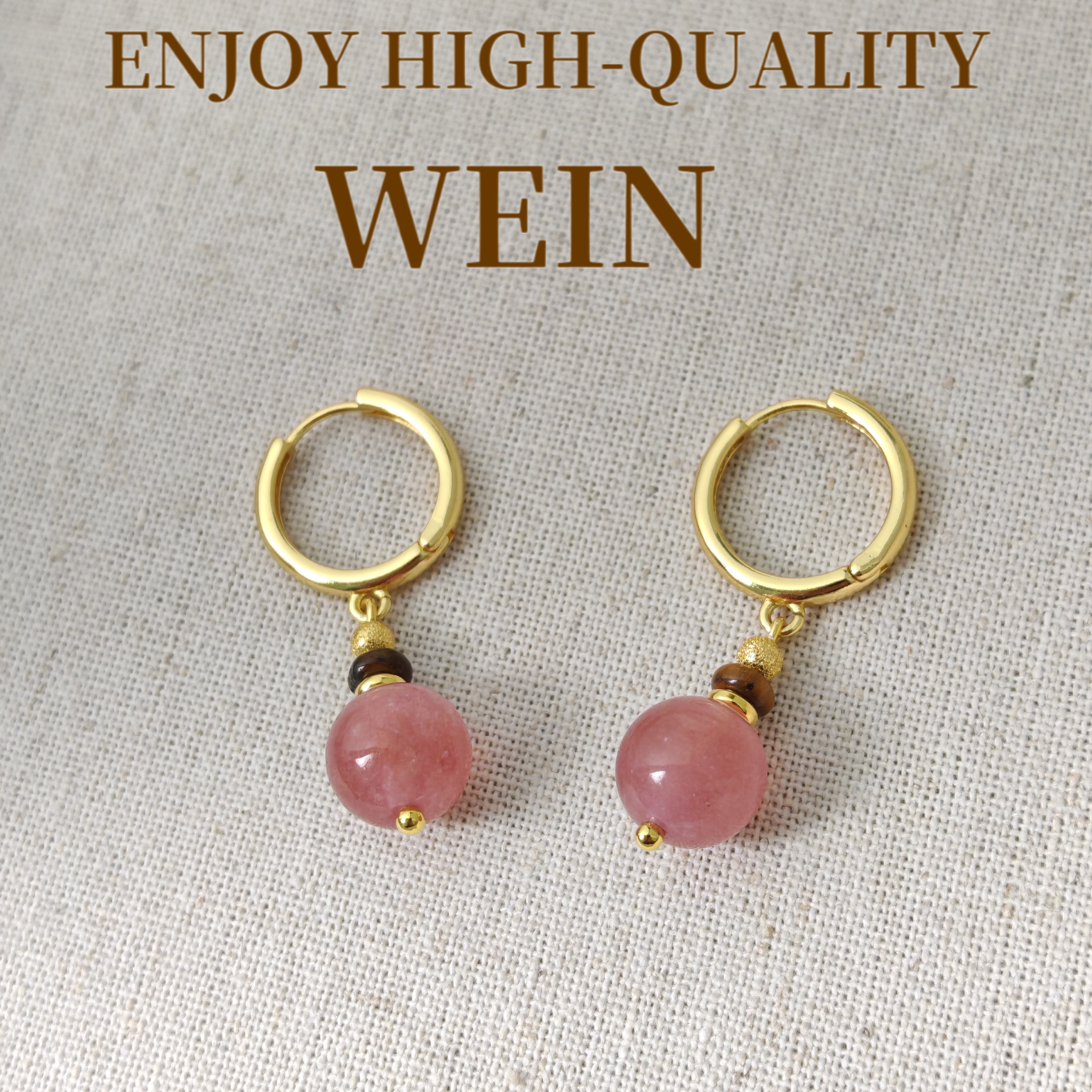WEIN草莓晶金色耳环时尚百搭简约甜美素款清新气质精致