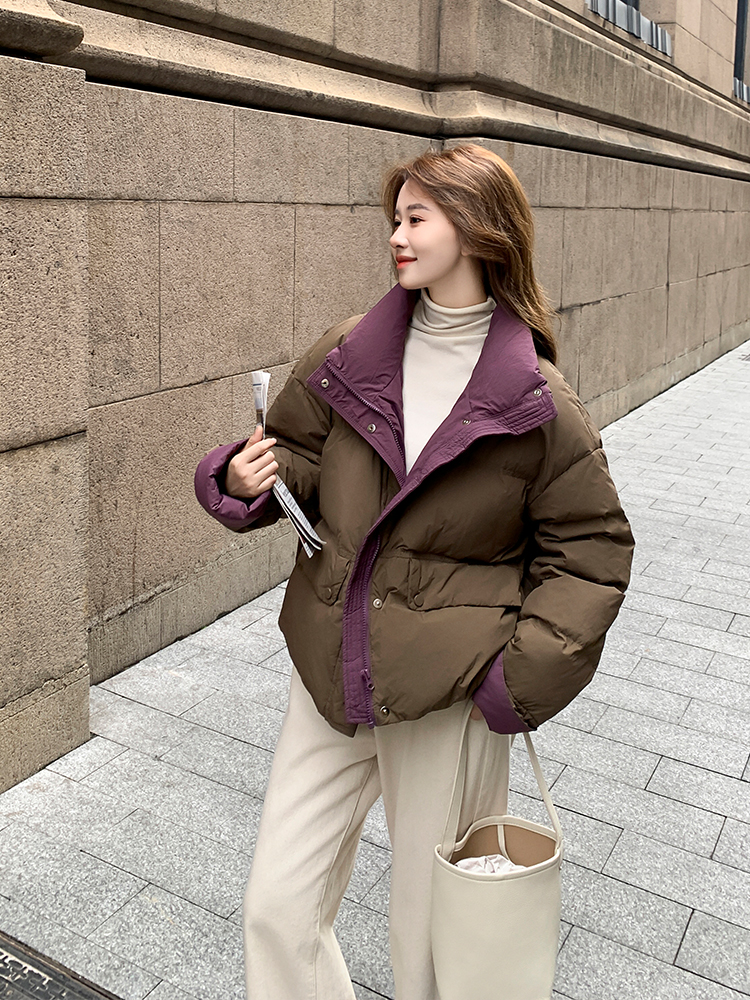 韩版撞色休闲短款白鸭绒羽绒服082-3688P195K298