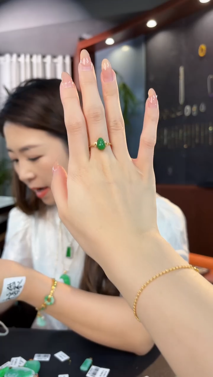 【闪购商品】翡翠戒指18K金镶嵌缅料A货/支持复检/一件