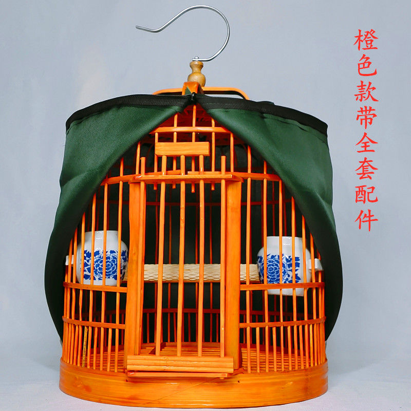 画眉鸟笼竹制精品川笼八哥鹩哥手工鸟笼子小号全套配件大全包邮