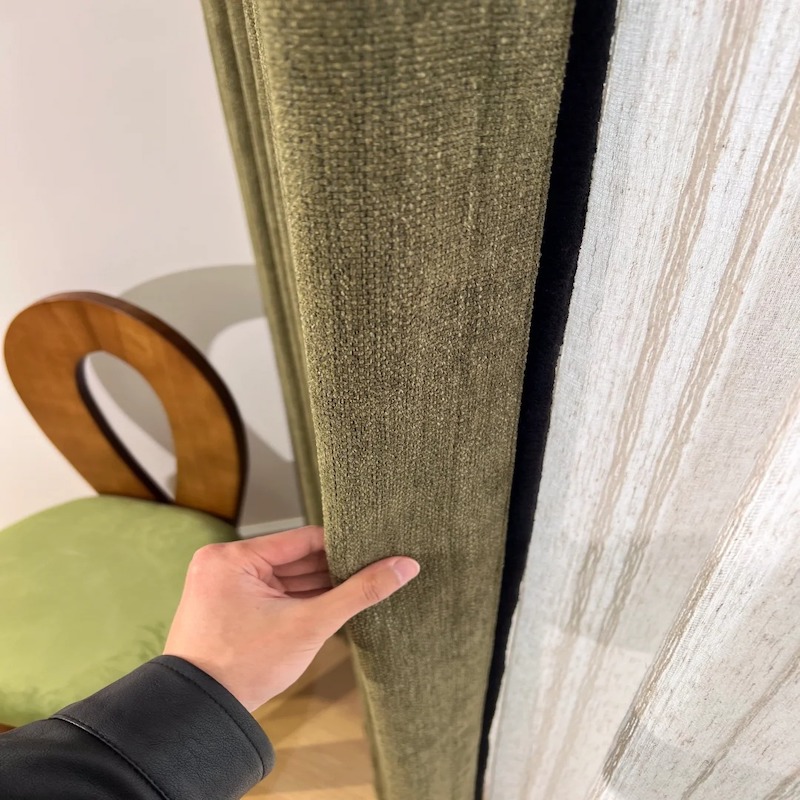 半夏复古绿中古风客厅雪尼尔加厚遮光窗帘