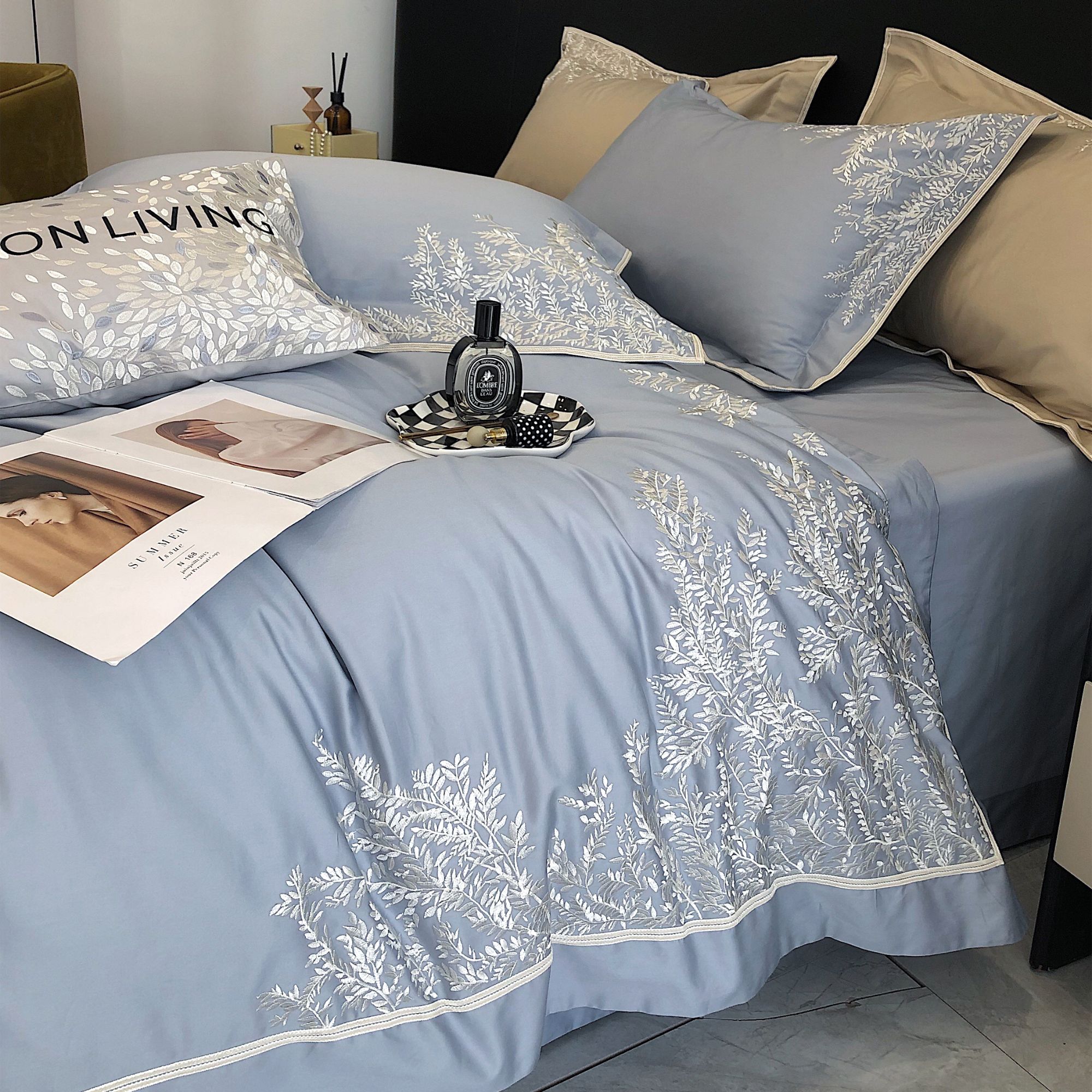 【贤公子家居】MN/慕奈 夜曲-四季款高端轻奢全棉刺绣四件套