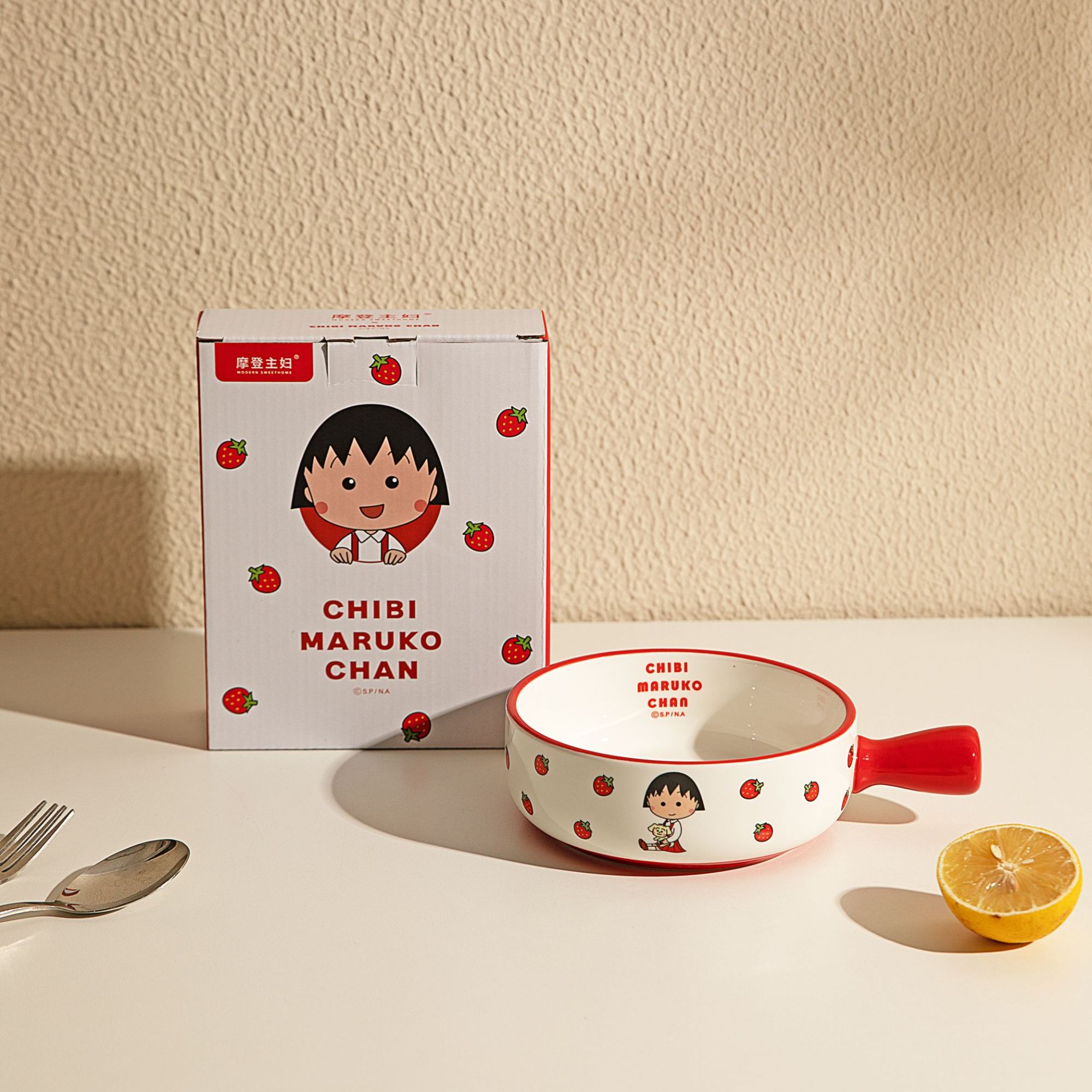 【摩登主妇&樱桃小丸子】可爱卡通手把家用陶瓷高颜值餐具碗