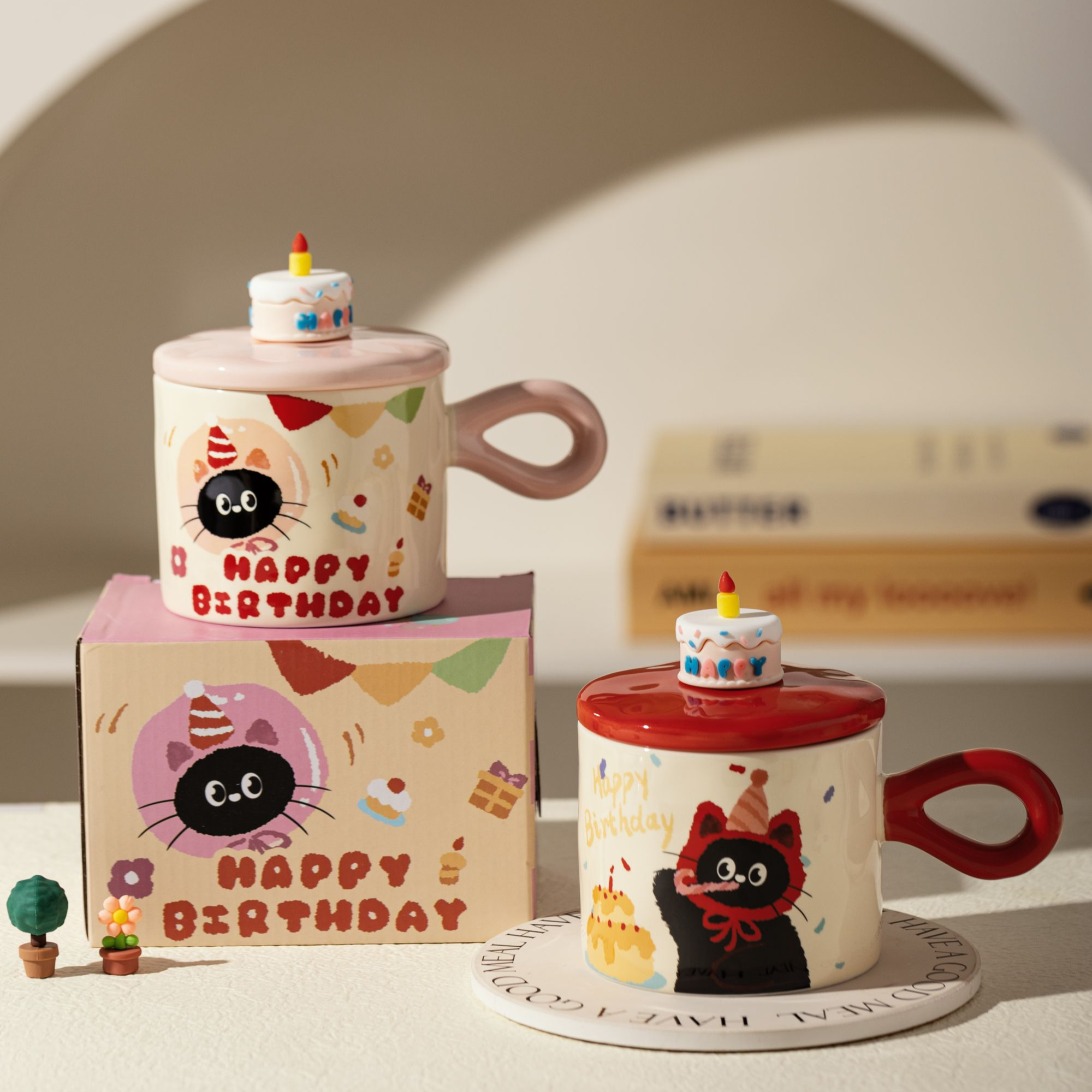 【摩登主妇】陶瓷喝水杯高颜值带盖马克杯家用早餐杯礼物对杯牛奶杯