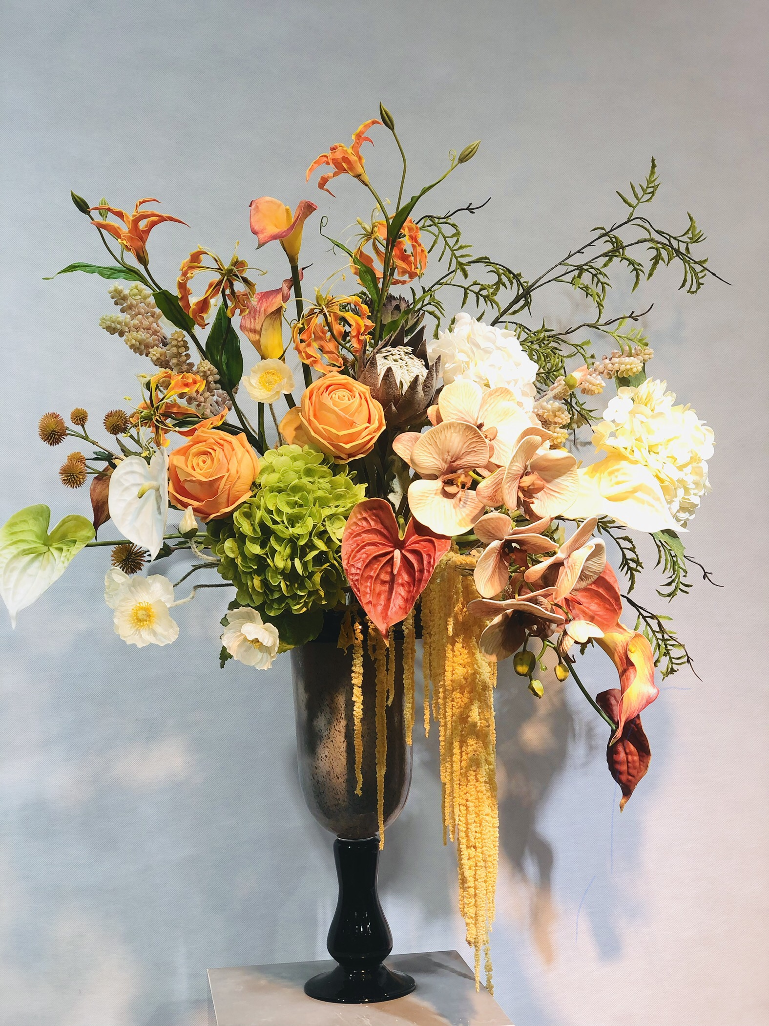 春意未平秋风起 橙红色系花艺 家居摆件 玄关 电视柜 仿真花