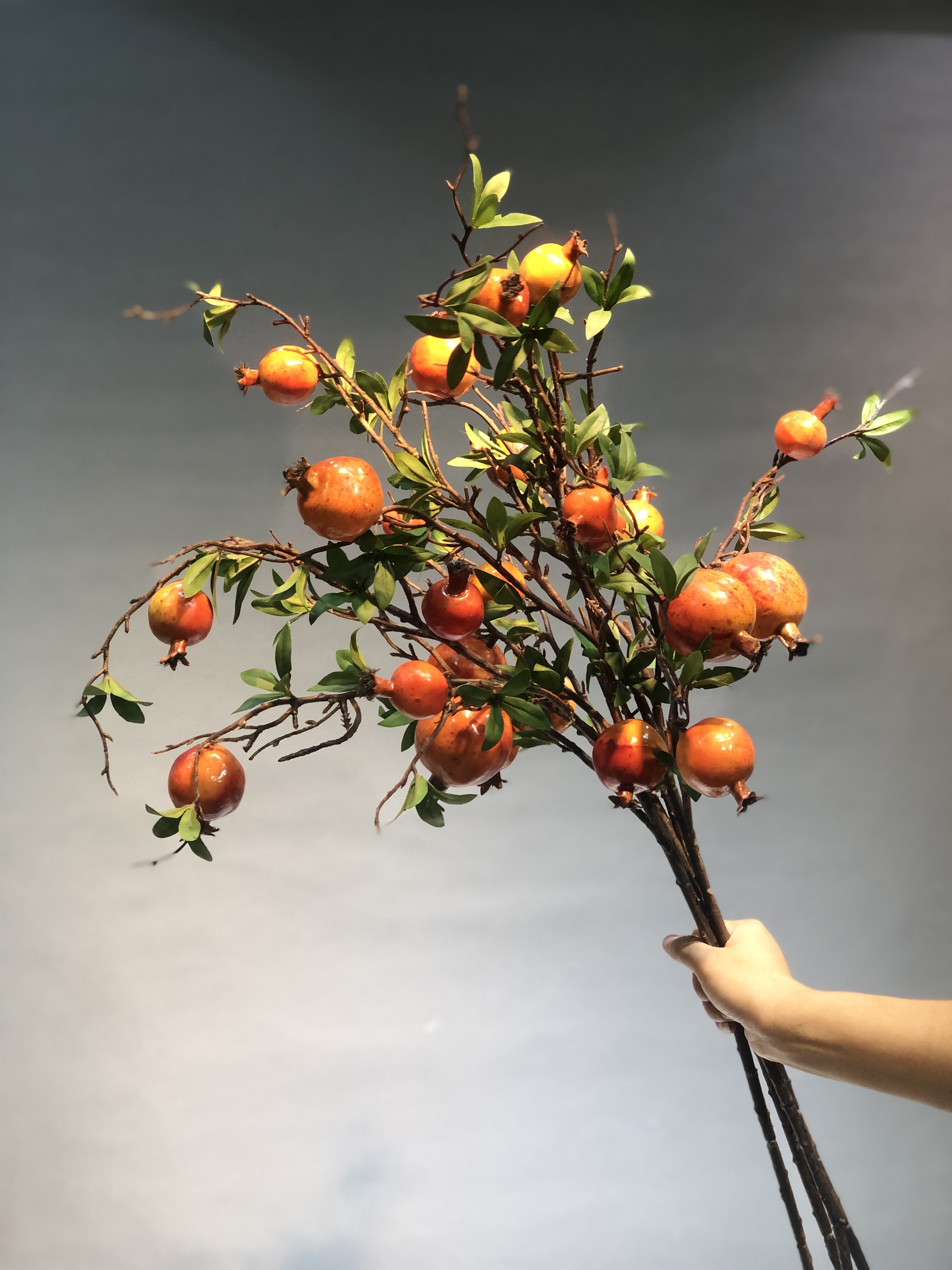 家居摆件仿真花石榴果寓意多子多福 红红火火