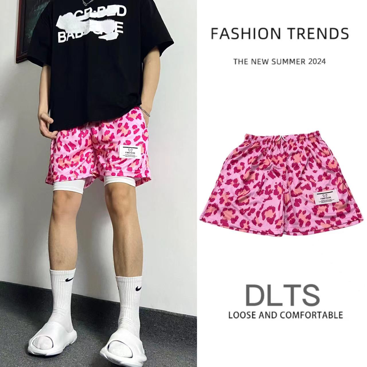 夏季新豹纹美式运动篮球短裤男百搭休闲四分训练速干透气篮球裤男