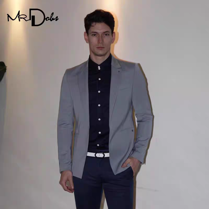 度比古卡男装西装韩版修身商务时尚休闲简约百搭长袖浅灰单西外套
