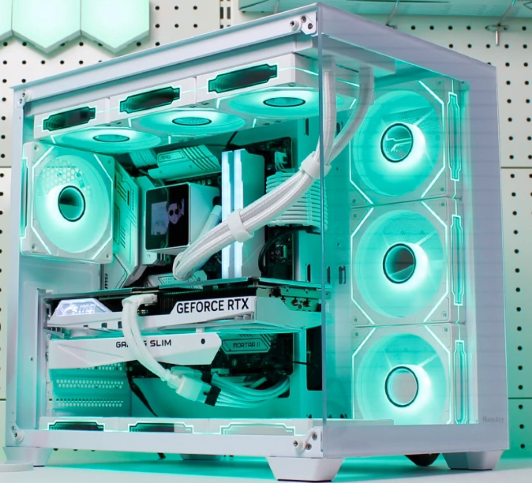 Diy定制台式电脑主机游戏直播组装机吃鸡海景房黑色海景房机箱