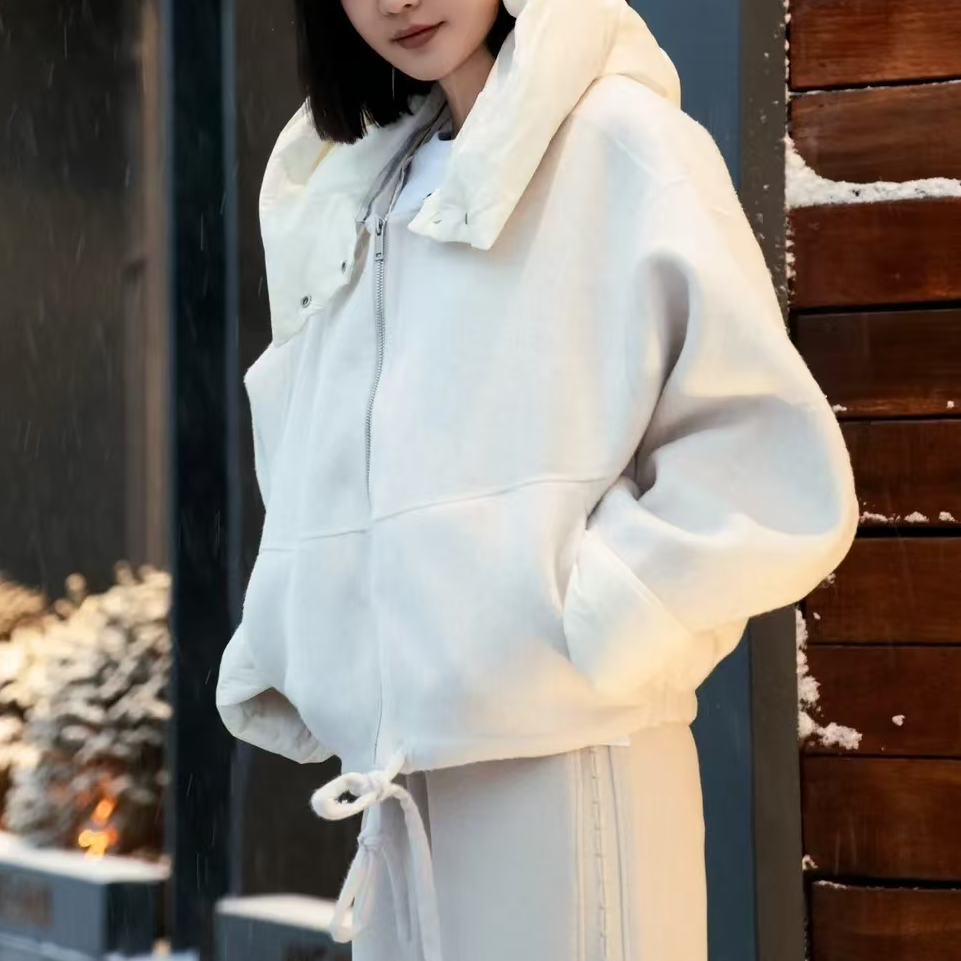 FIZZFLY24冬季新款休闲百搭女士设计感短款羊毛大衣外套