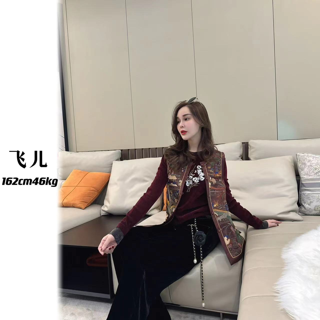 飞儿【秋画故屏】新中式100醋酸气质马夹百搭时尚马夹