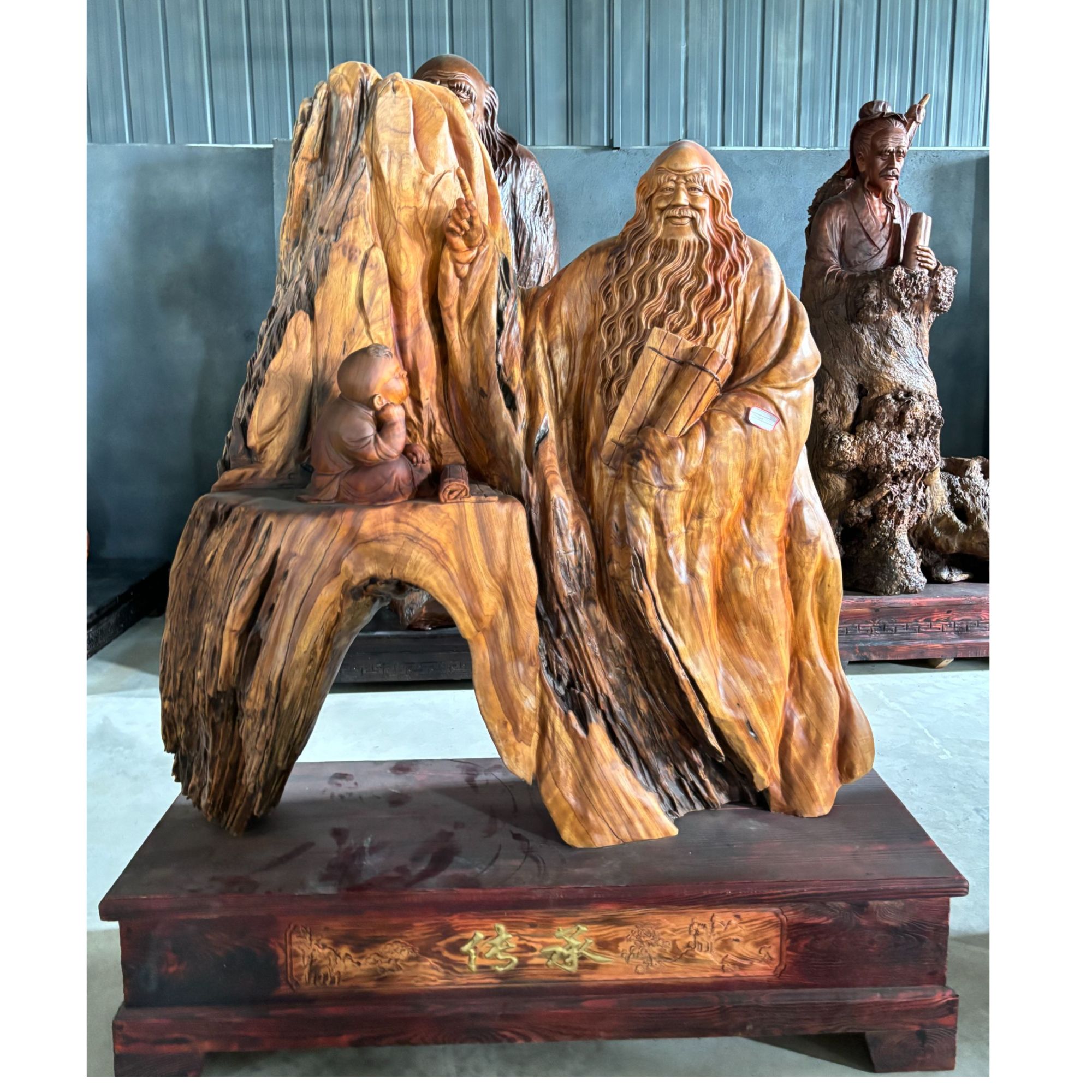 木雕工艺品摆件（23号老子讲道传承）纯手工匠心技艺精细雕刻品