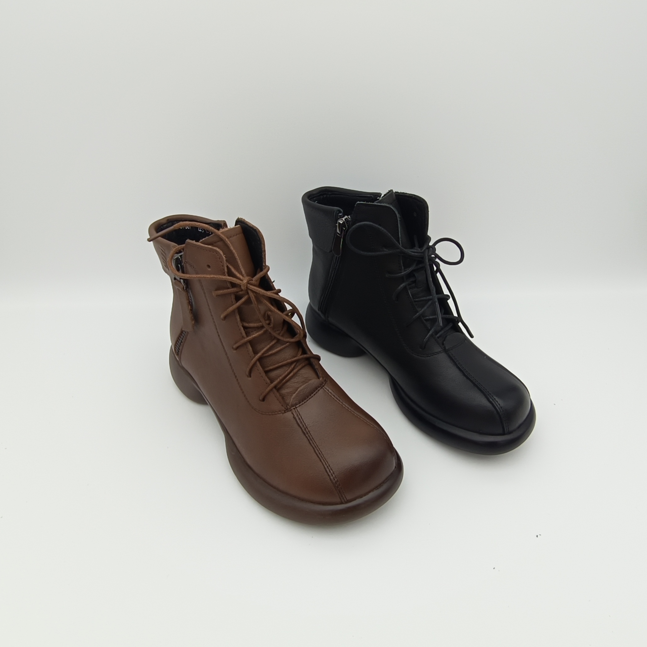 红冠皮鞋秋冬拉链短靴靴子37007