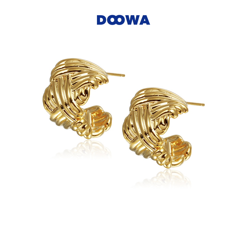 TongHua/同话 铜合金耳饰 金属编织耳钉气质时尚百搭个性