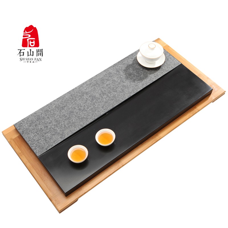 天然乌金石茶盘简约整块家用石材大号石头排水黑金石茶台茶海