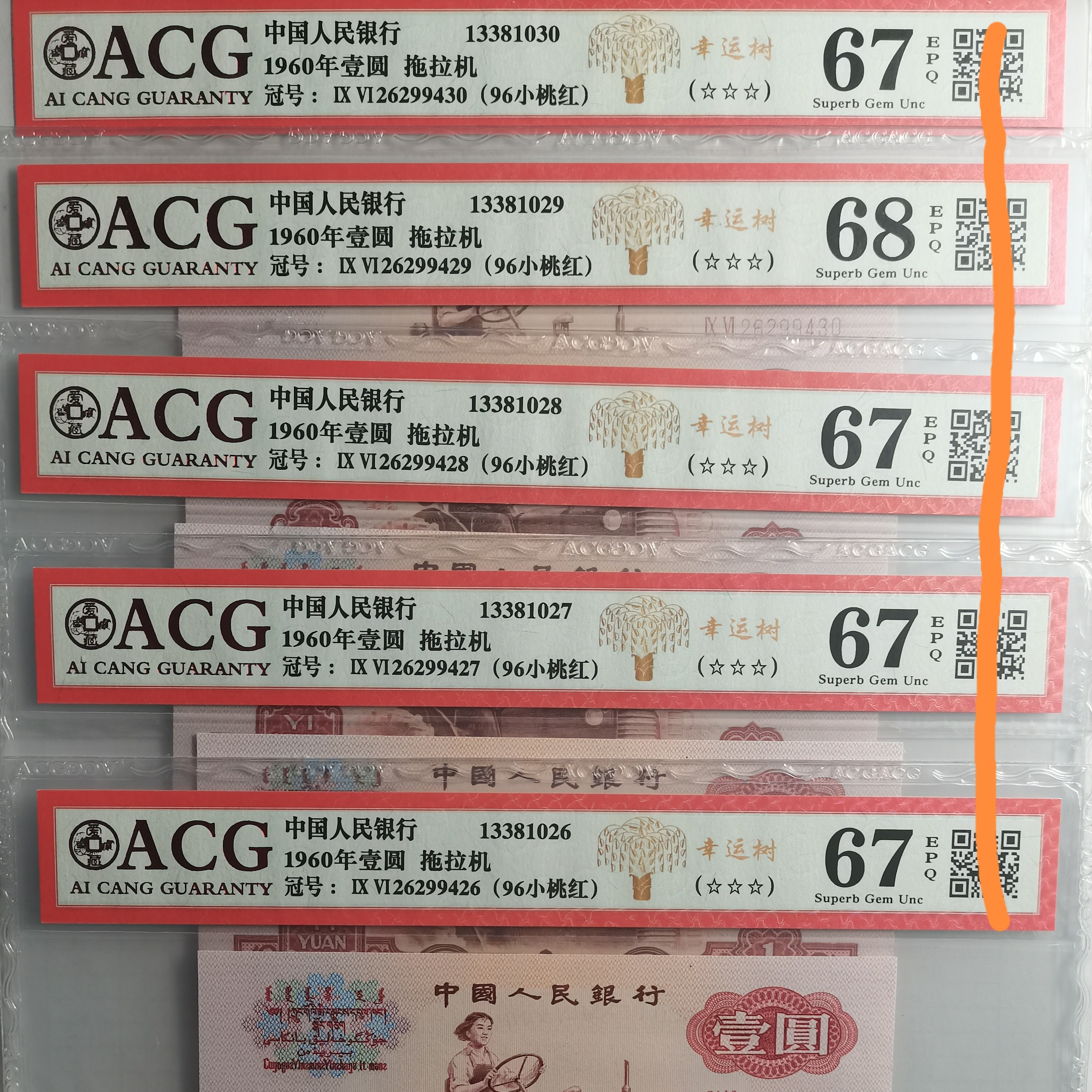 三版币--96关门冠+小桃红+幸运树评级币标十