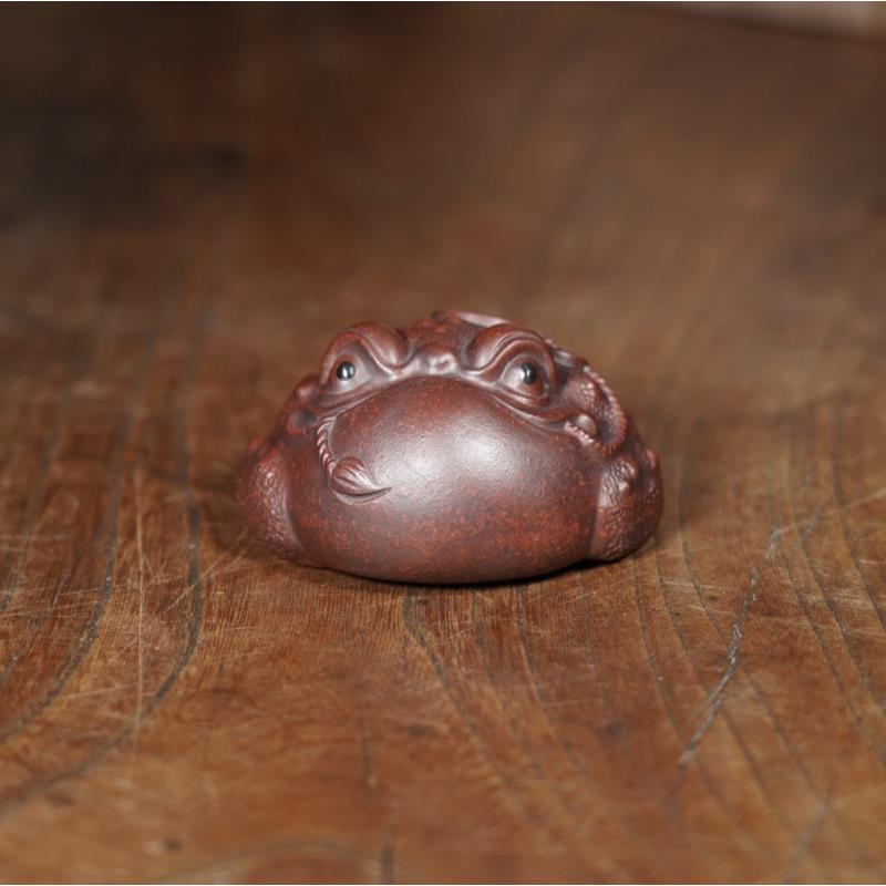 当代 宜兴紫砂石红茶宠 茶具茶玩 金蟾