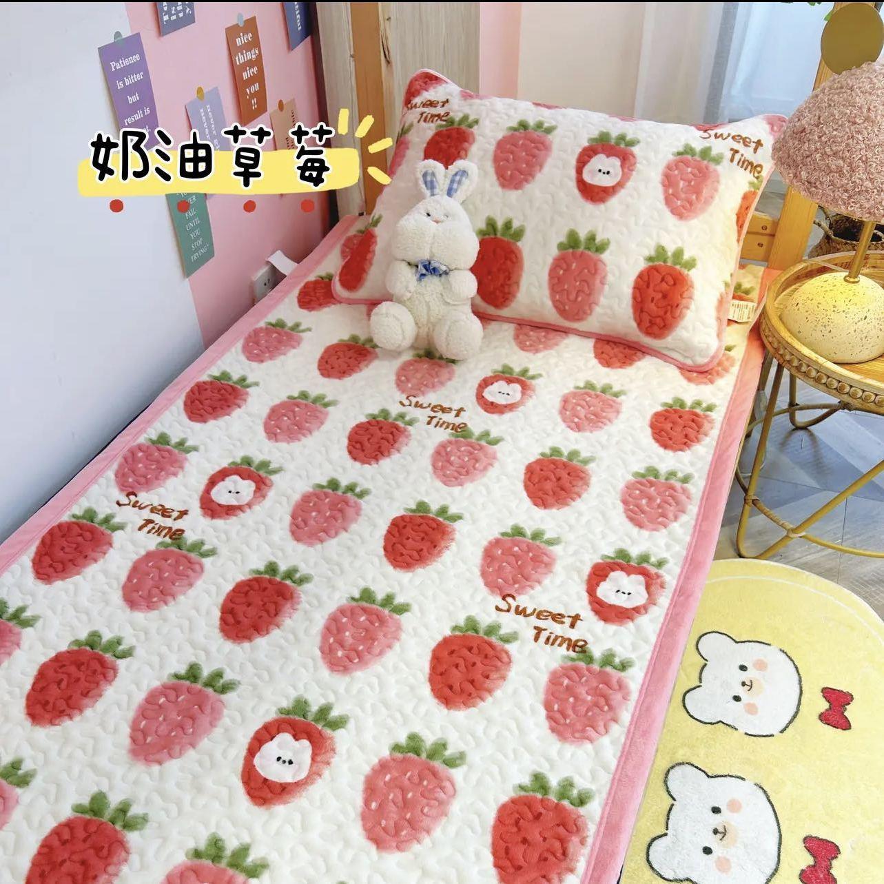 【新品】学生宿舍牛奶绒床盖四季通用单件单人绗缝绒毯床单冬季保暖