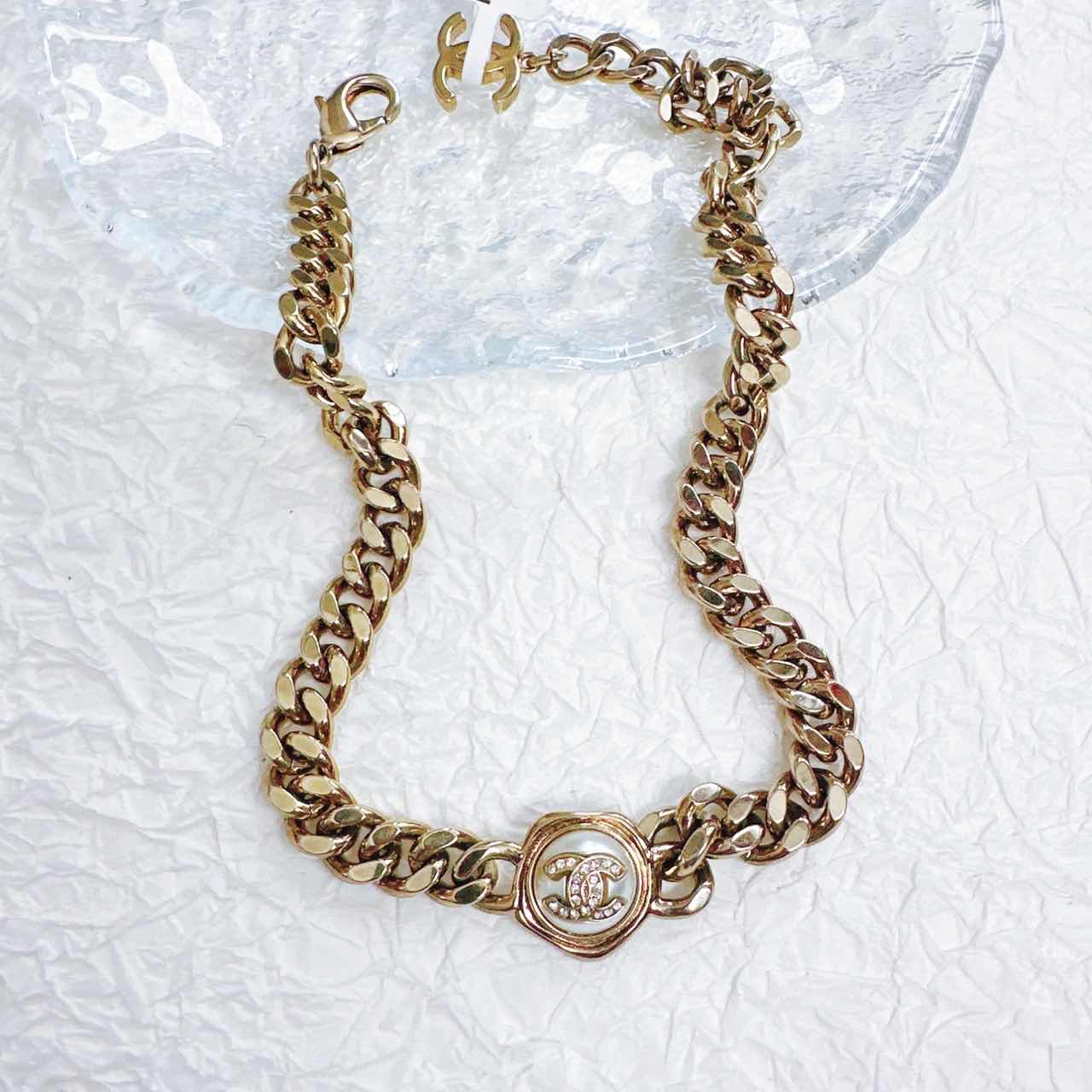 95新 Chanel/香奈儿 柚礼中古/chanel银色珍珠项链cg312112
