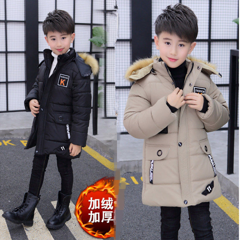 【反季清仓】男童冬季棉衣加绒加厚棉袄中长款小男孩棉服儿童大衣