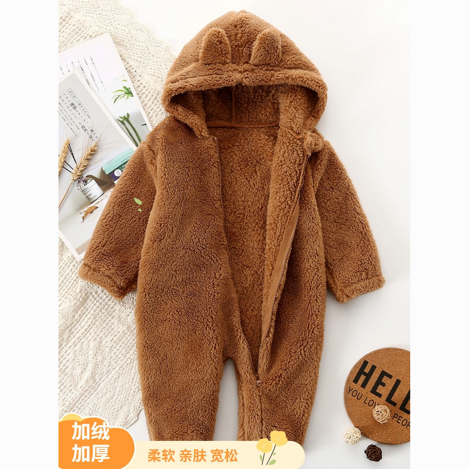 婴儿衣服装春秋冬季加厚哈衣男女宝宝珊瑚绒法兰绒保暖连体衣睡衣