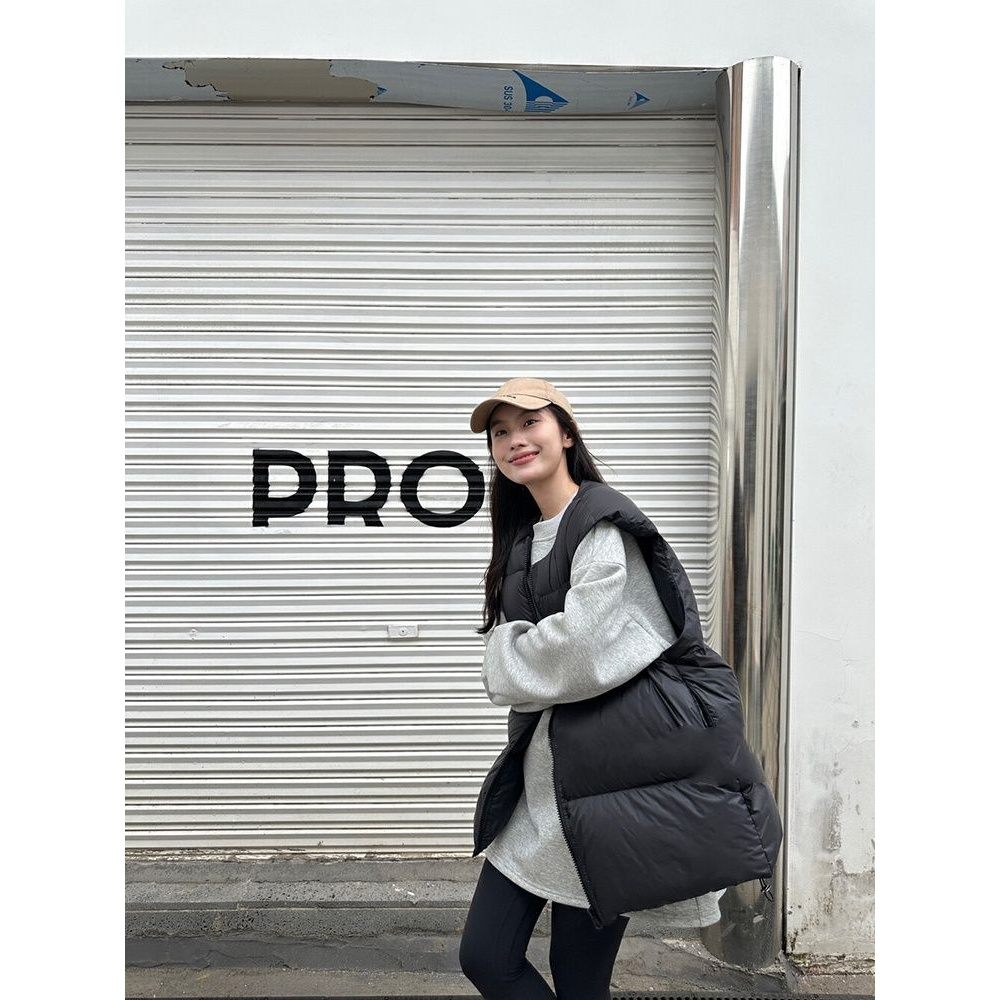 2025背心外无袖马甲棉服新款简约加厚韩版秋冬棉衣坎肩黑色女马夹