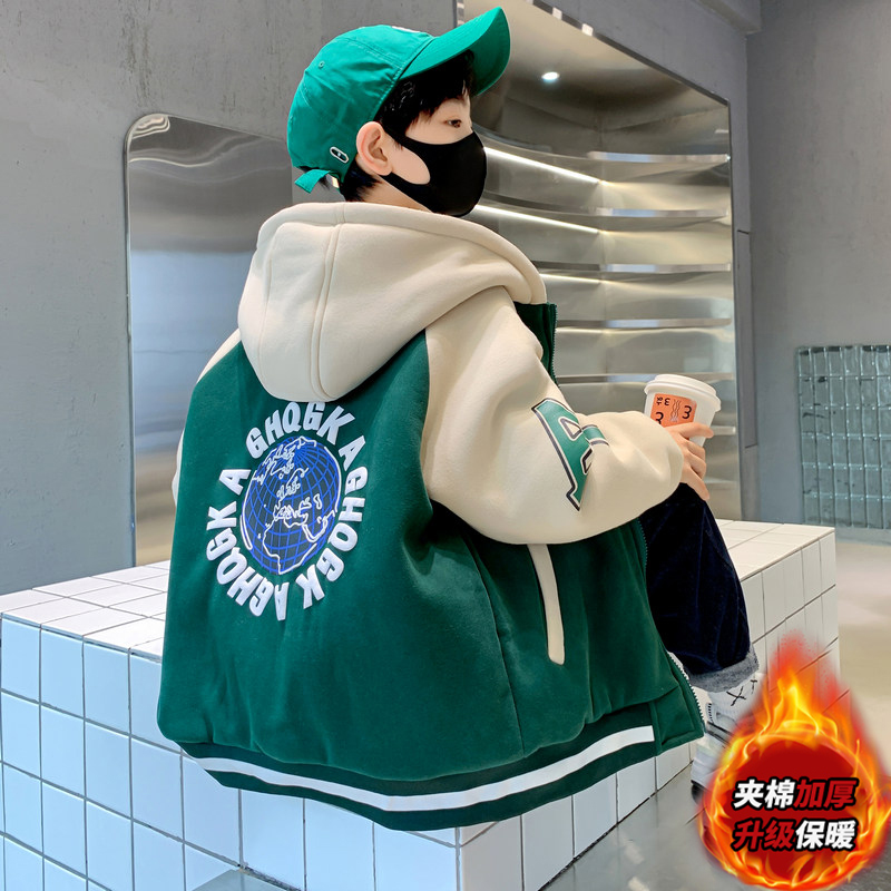 巴拉巴拉服夹加棉春装?儿童拉趣拉巴棉卫衣棒球中大童外套?巴男童