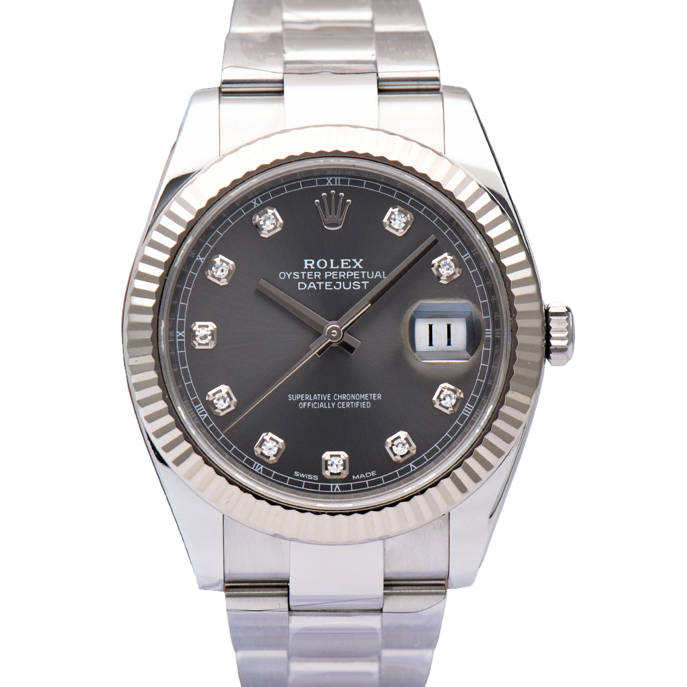 99新 Rolex/劳力士 日志型126334水泥灰间白金41mm自动机械男表