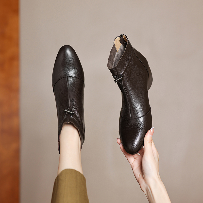 【徐先生】羊皮/跟高4.5cm/尺码34-40/巨软巨舒服坡跟短靴羊皮靴子