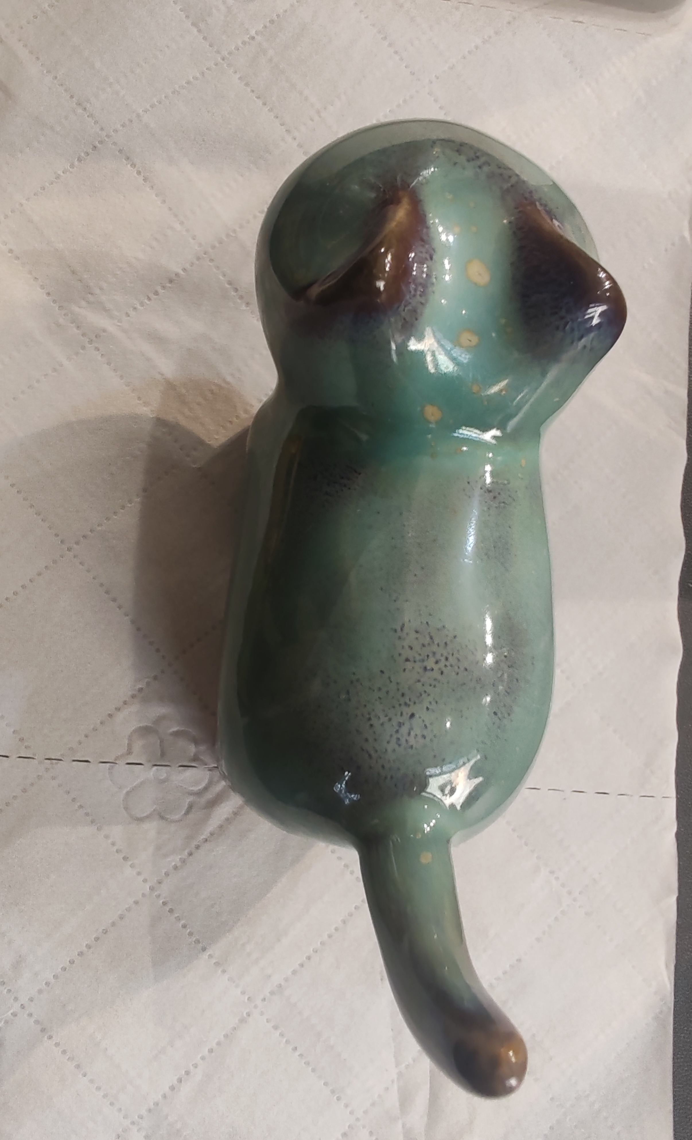 创意陶瓷雕塑精美复古纯手工茶宠摆件可爱客厅蓝色装饰工艺品