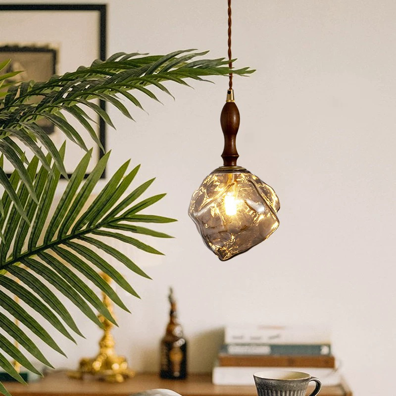 中古风美式走廊玄关过道熔岩冰块胡桃木玻璃床头复古灯具灯饰全套