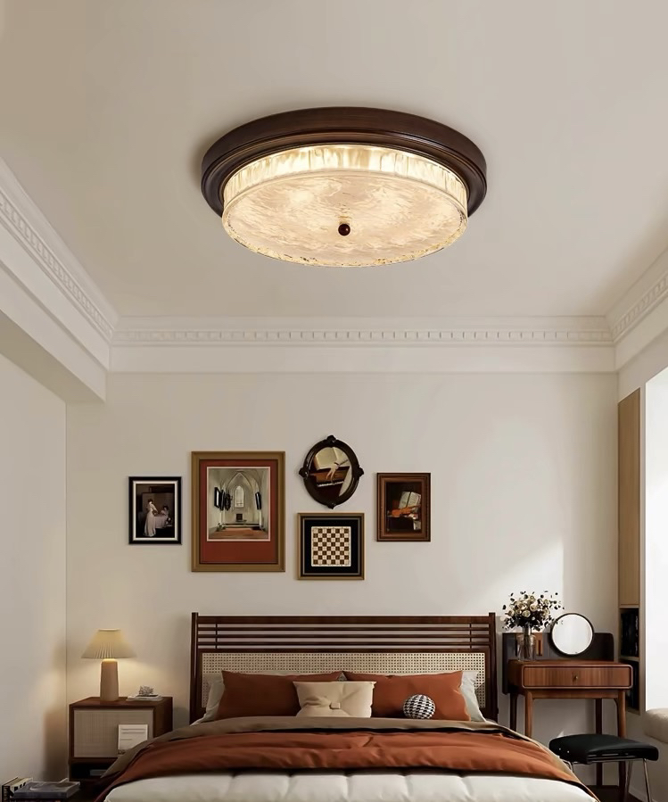 中古风美式复古2024年新款卧室吸顶灯大气艺术玻璃中灯具灯饰全套