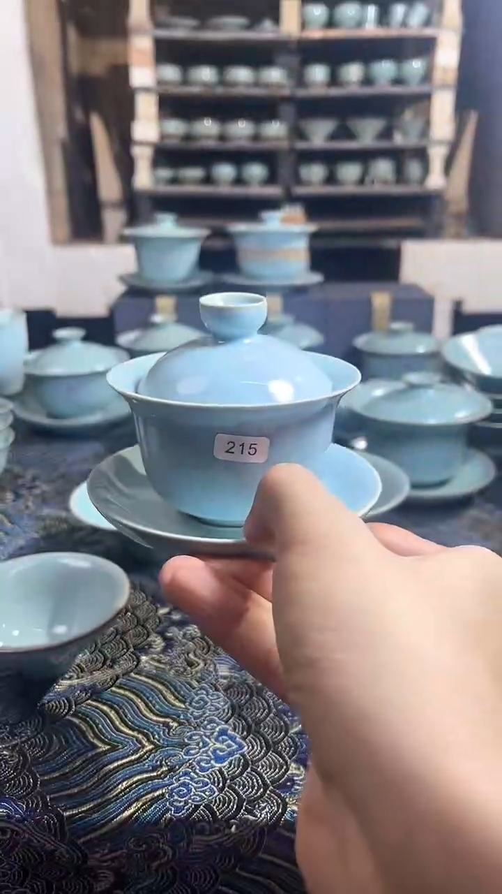 【闪购商品】1汝州汝瓷原产地天青盖碗