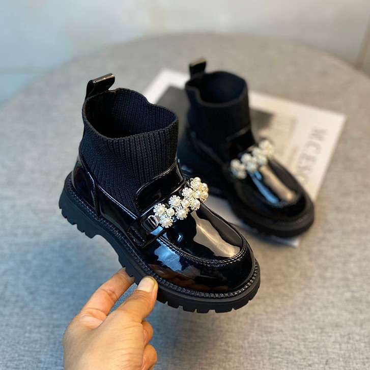 曙尼豪女童时尚马丁靴2025秋季新款袜靴软底马丁靴女童鞋26-36码
