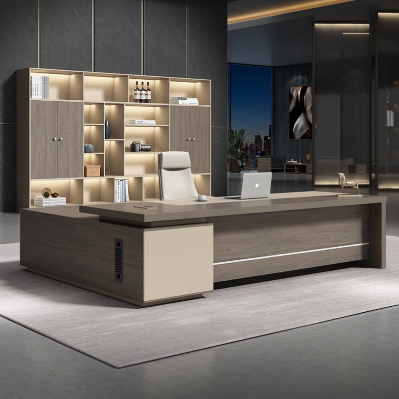 老板桌办公桌简约现代轻奢大班台全套办公室家具总经理桌椅组合