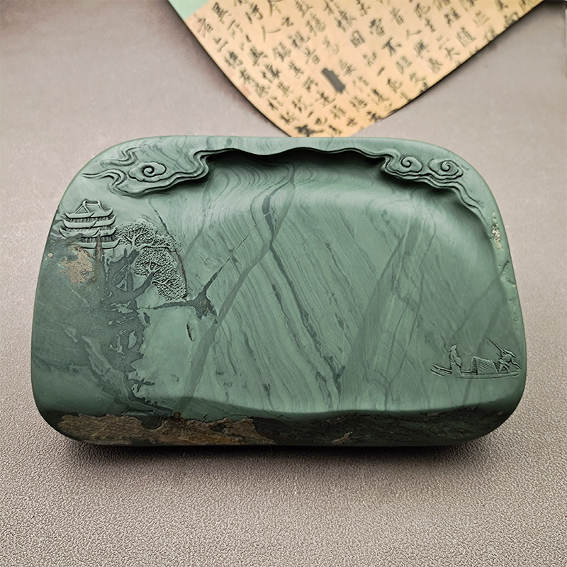 雲鹏洮砚卓尼老坑砚台书法专用四大名砚文房四宝纯手工雕刻洮河砚