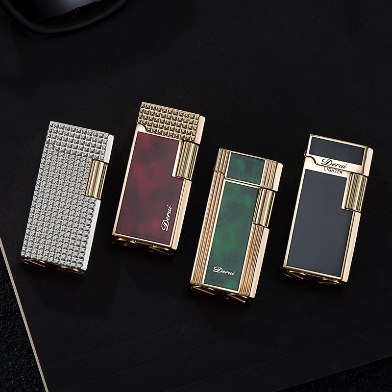 得瑞新款轮高颜值煤油打火机侧滑砂防风复古点火个性高档男士礼物