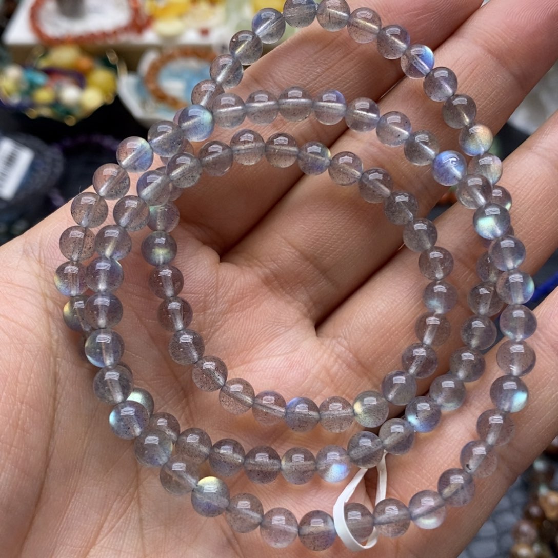 拉长石手串未镶嵌灰月光