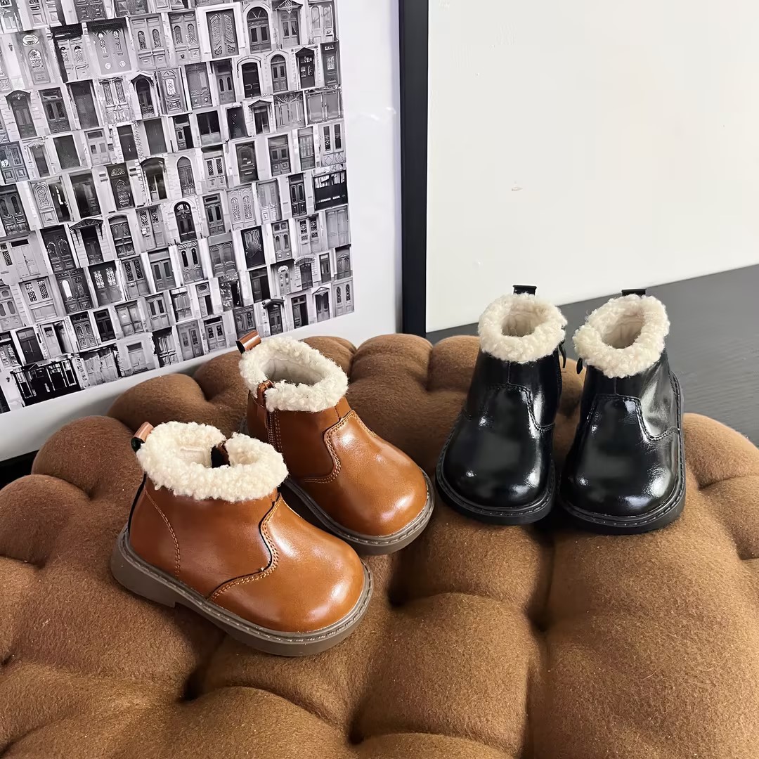 小鱼家童鞋时尚马丁靴加绒靴子棉鞋冬季雪地靴百搭软底加厚6015