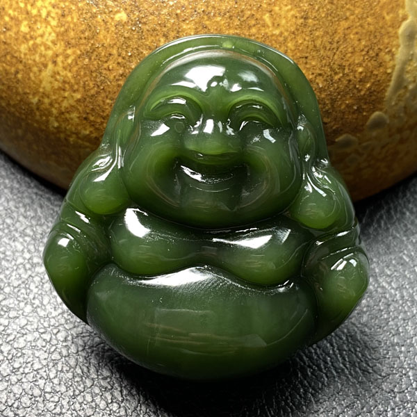 【多样性发】天然和田玉碧玉绿猫佛公吊坠挂件精美精雕时尚男女款