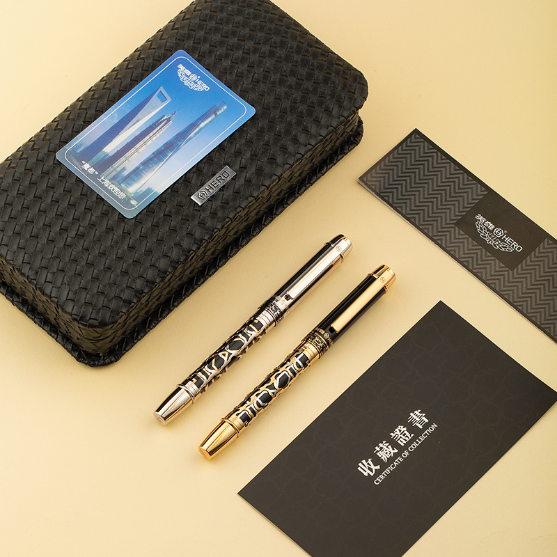 HERO/英雄钢笔H850金笔14K商务成人男练字高档礼品笔盒装定制刻字