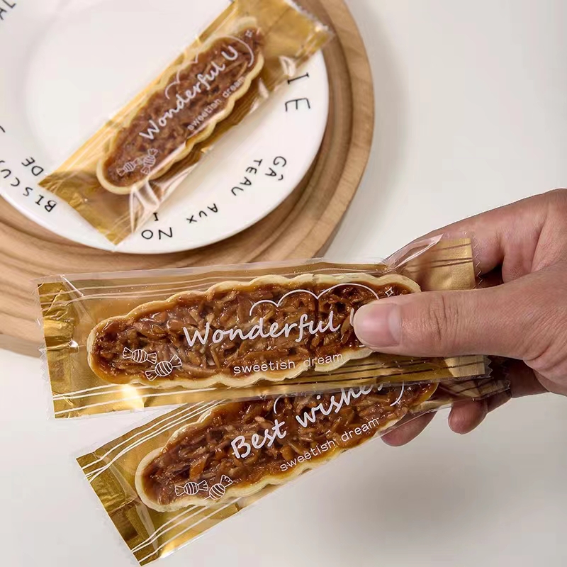 100只 网红糯米船包装袋焦糖杏仁坚果酥脆长方形牛轧酥饼干机封袋