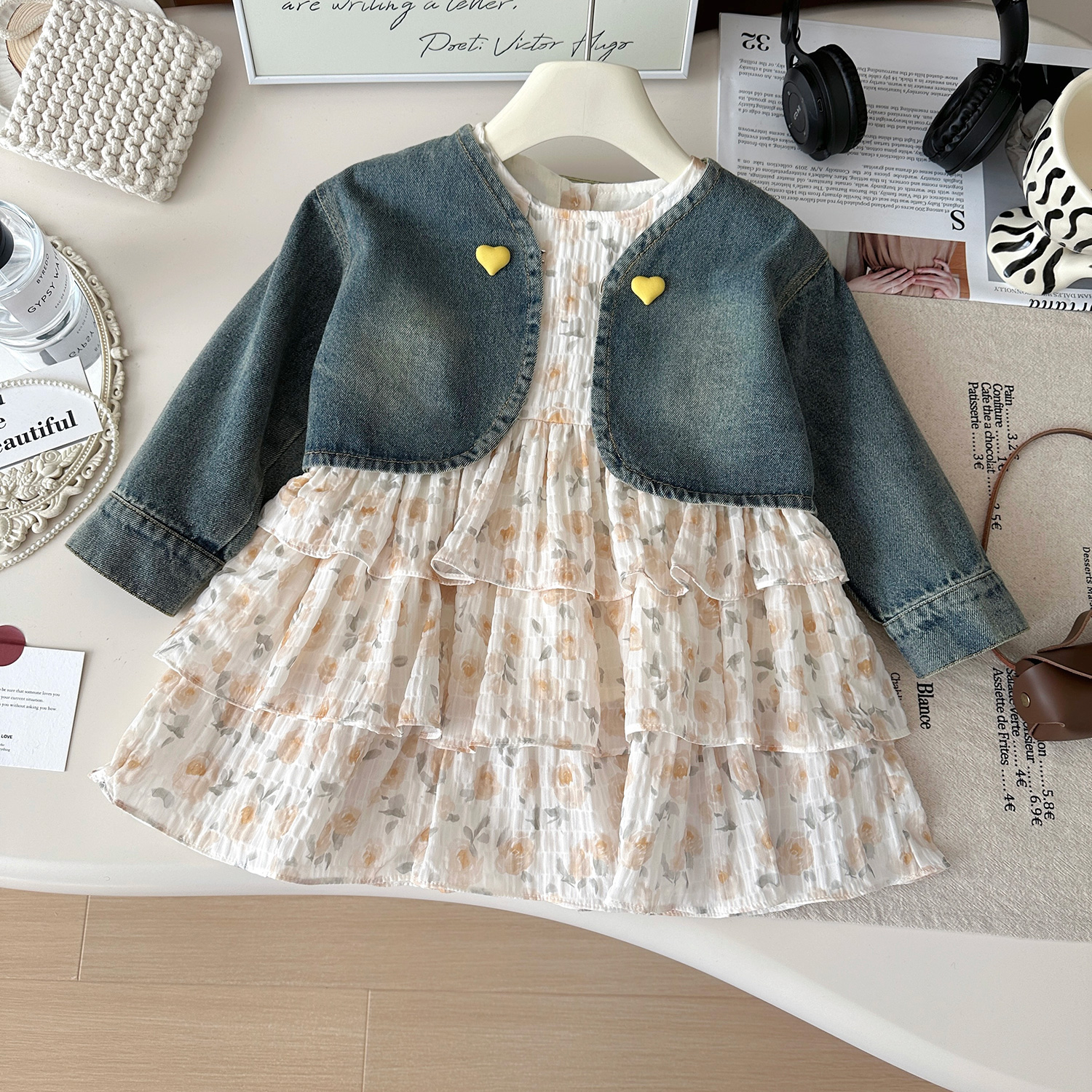 2024秋季新款清新碎花牛仔两件套套装Q67671