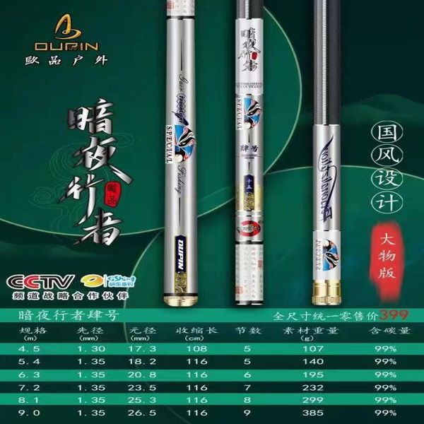暗夜行者暗夜行者四号轻量大物鲢鳙青鱼湖库溪流鱼竿手竿鲤鱼碳素