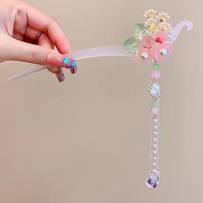 新款女童古风流苏发饰古代汉服发簪子步摇发钗子超仙汉服配饰品Z