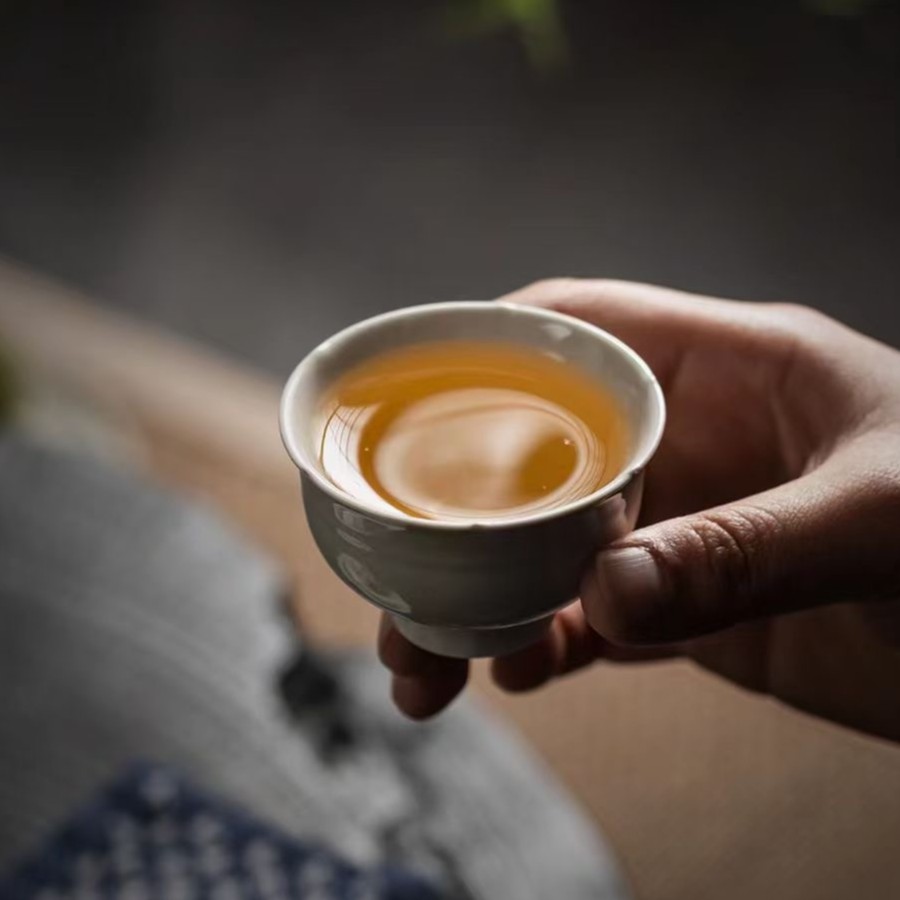 三柒陶坊 草木灰花口杯仿古主人杯单杯50cc